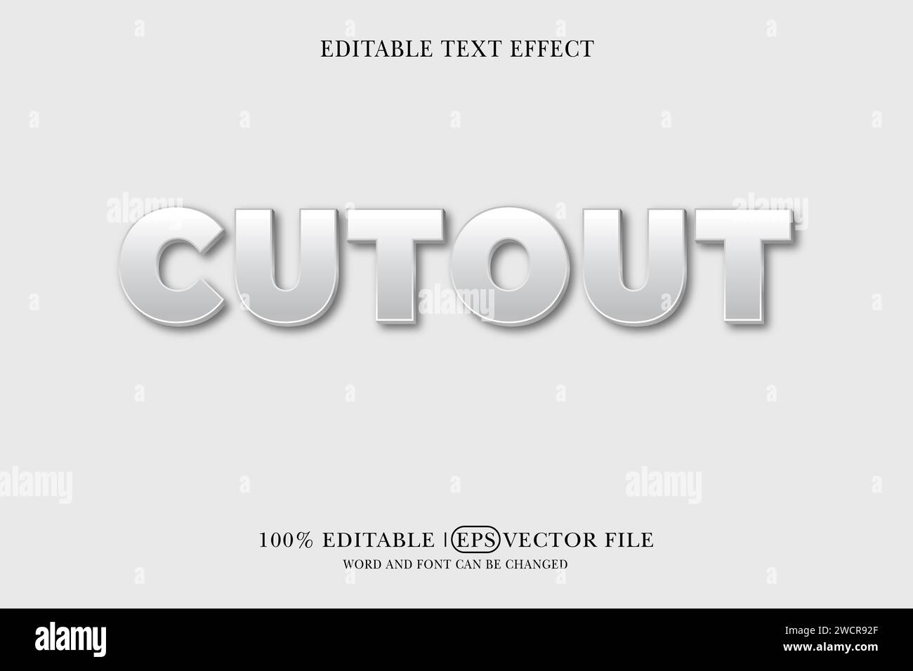 Ausschnitt 3D-Texteffekt, 3D-Texteffekt, Stock Vektor