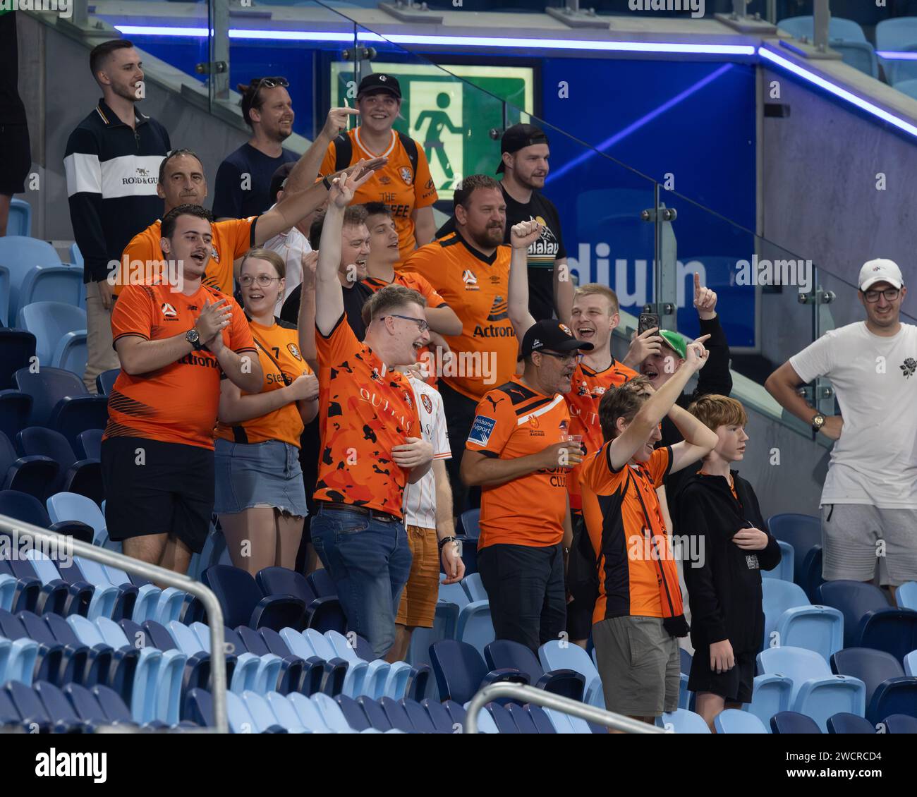 Sydney, Australien. Januar 2024. Die Fans von Brisbane Roar kommen in den Geist der Unite-Runde der A-League. Brisbane Roar gegen Newcastle Jets. Vereinigt rund. ISUZU UTE A-League Männer. Allianz Stadium. Sydney. Australien (Joe Serci/SPP) Credit: SPP Sport Press Photo. /Alamy Live News Stockfoto