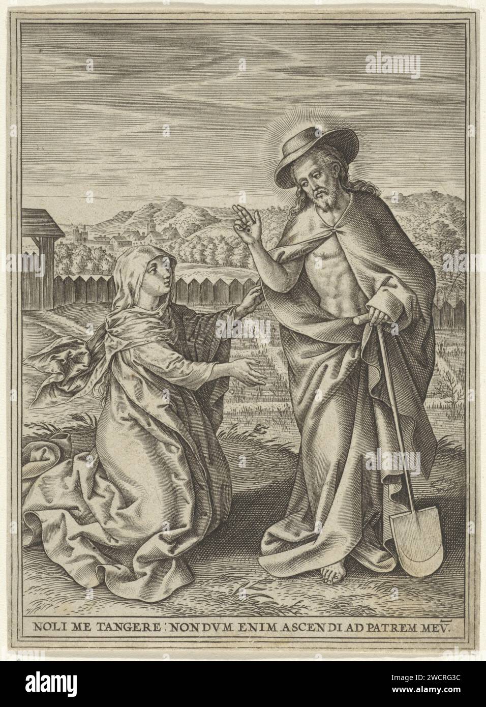 Christus erscheint als Gärtner Maria Magdalena, Hieronymus Wierix, nach
