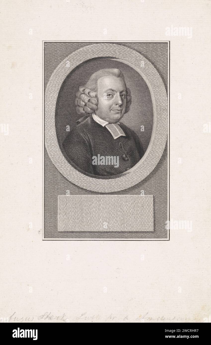 Porträt von August Strong, reinier Angles (i), 1794 gedrucktes Porträt von August Sterk, Luthers Pastor in Amsterdam. Amsterdamer Papierätzung/Gravur Stockfoto