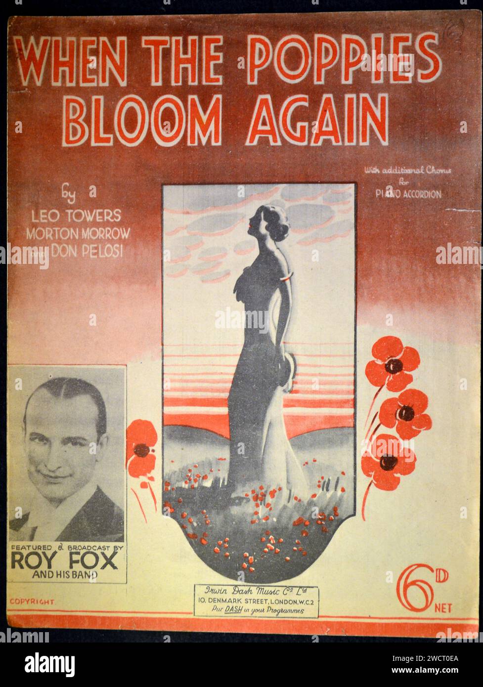 Cover der antiken englischen Noten: When the Poppies Bloom Again Stockfoto