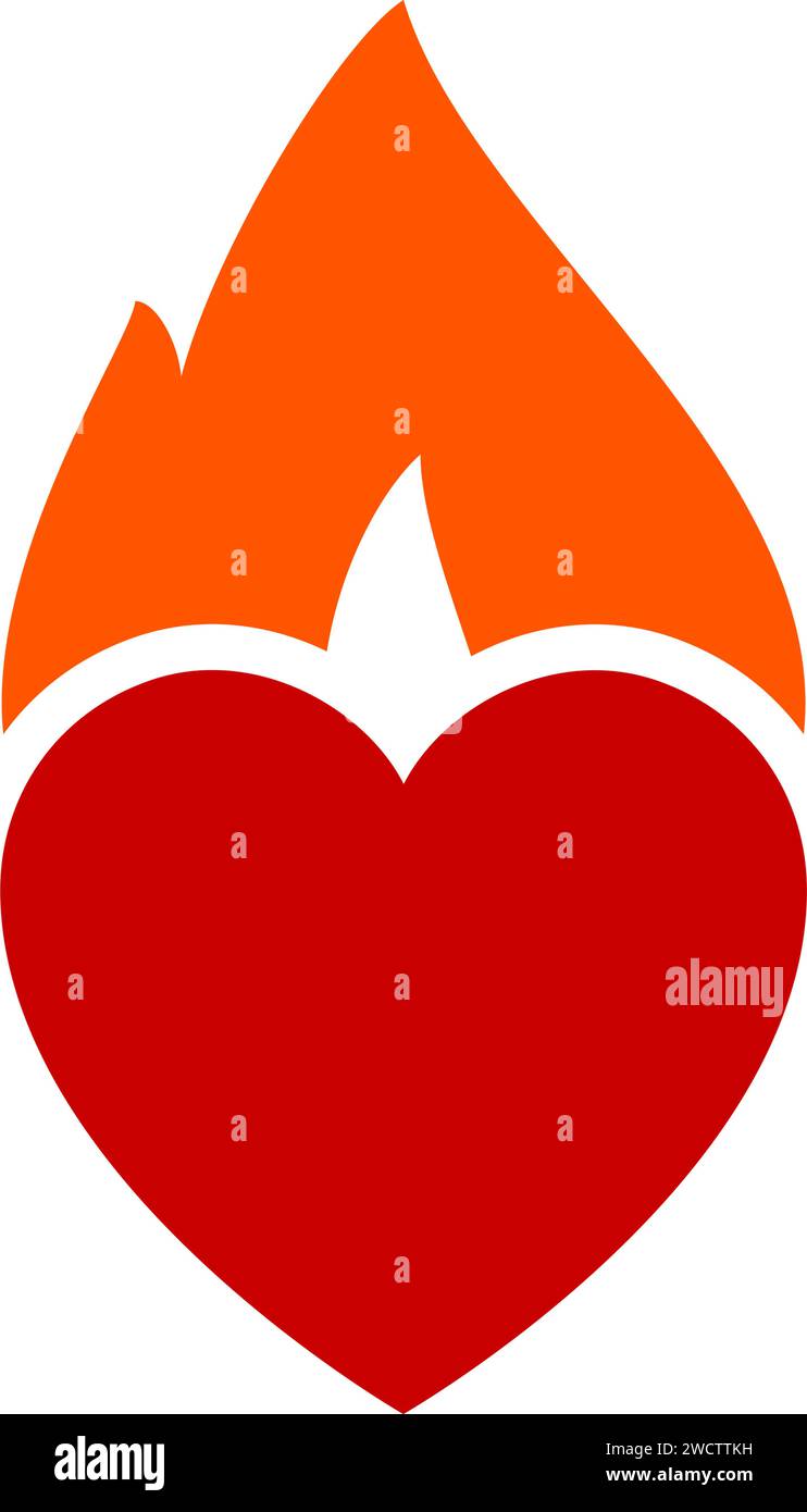 Feuerflamme, heißes Herzsymbol, kann für Logo und Markennamen, Vektorillustration verwendet werden. Stock Vektor