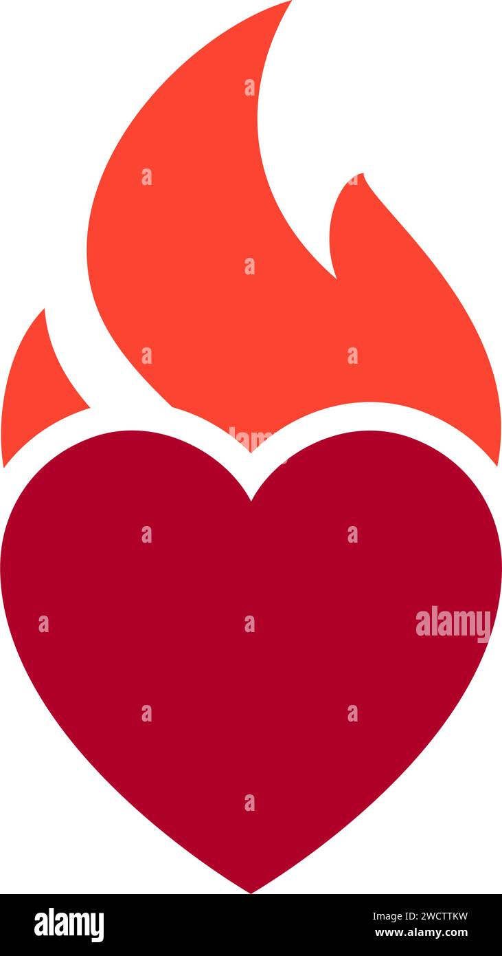 Feuerflamme, heißes Herzsymbol, kann für Logo und Markennamen, Vektorillustration verwendet werden. Stock Vektor