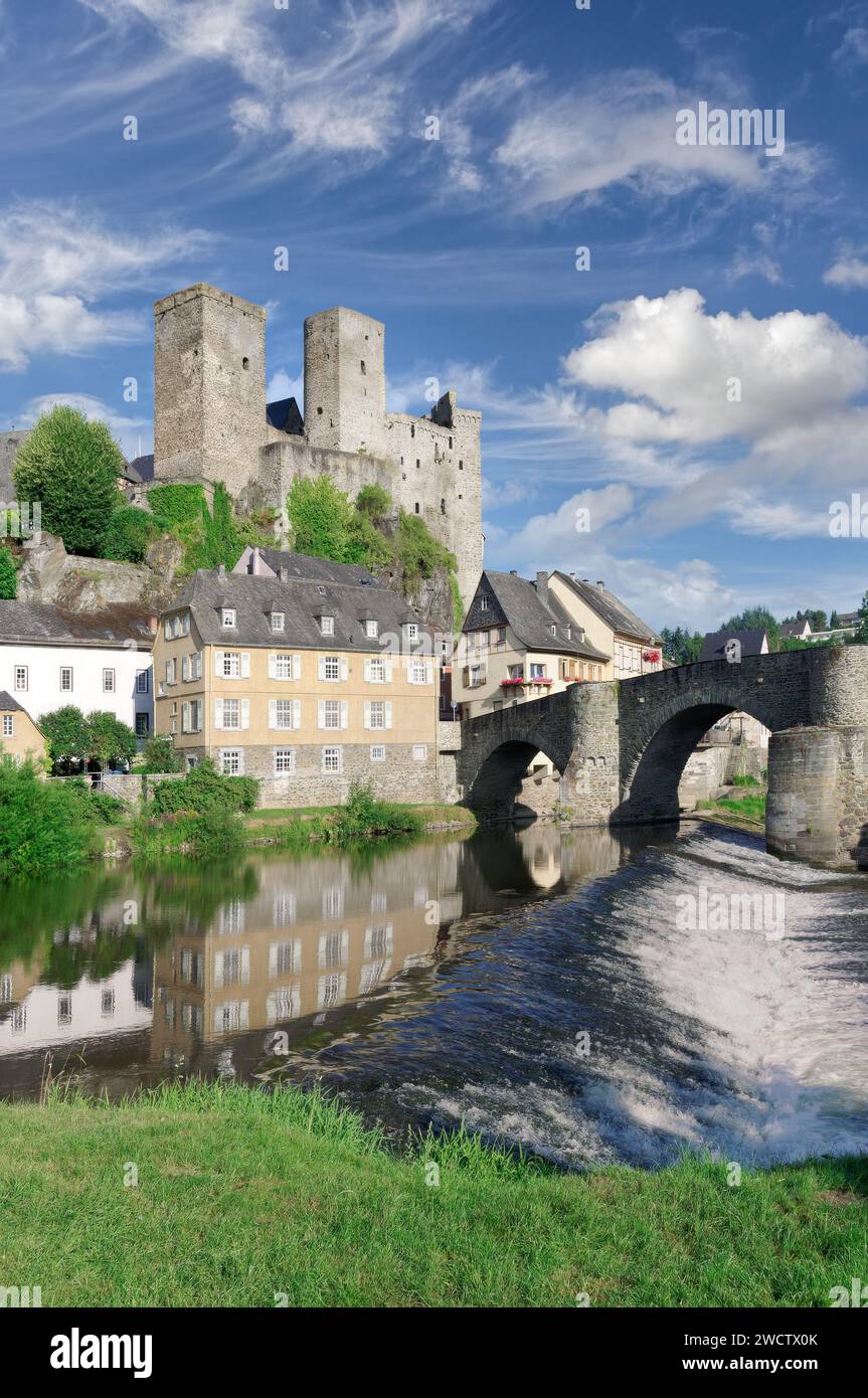 Mittelalterliches Dorf Runkel an der Lahn, Westerwald, Rheinland-Pfalz, Deutschland Stockfoto
