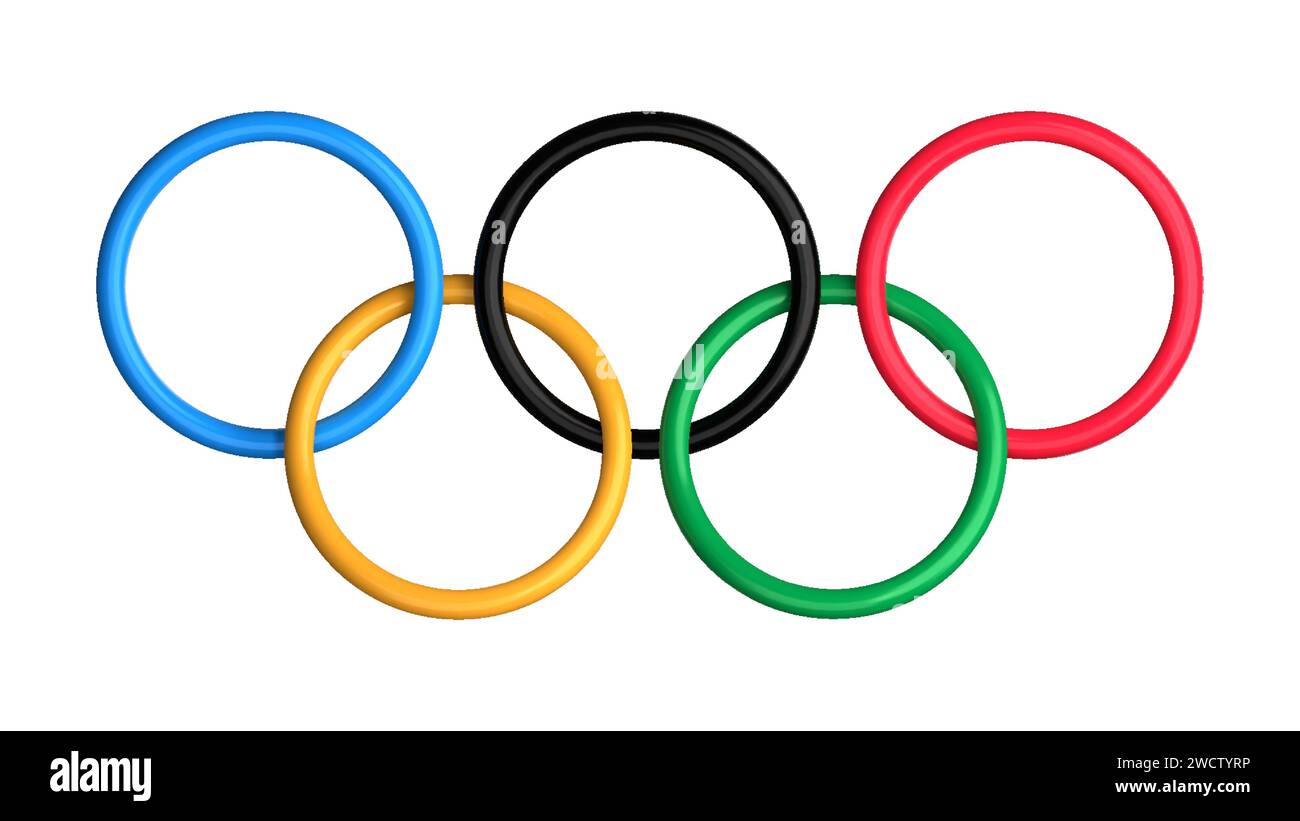 3D Olympische Ringe. Logo der Olympischen Spiele. Vektorabbildung Stock Vektor
