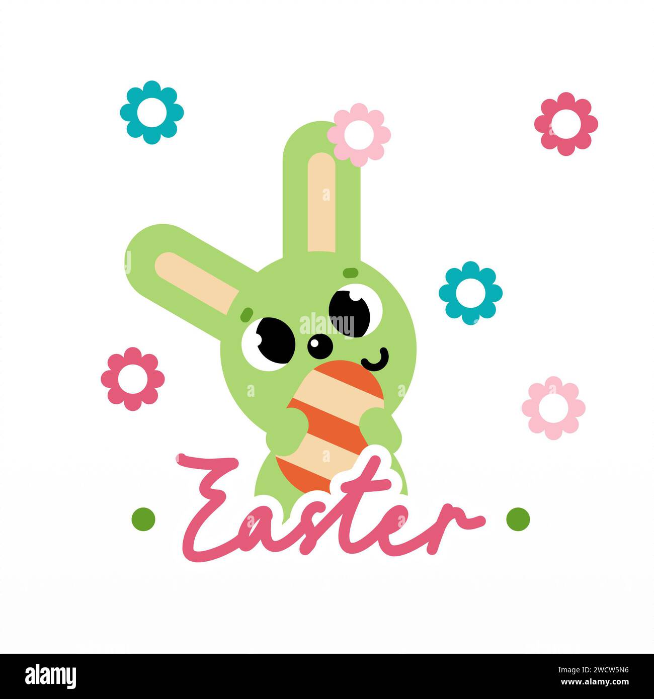 Flache bunte ostern Hintergrund Illustration. Nettes Kaninchen ostern Illustration Hintergrund Stockfoto