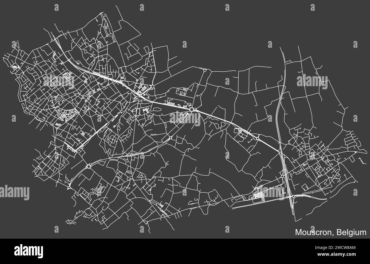 Straßenkarte von MOUSCRON, BELGIEN Stock Vektor