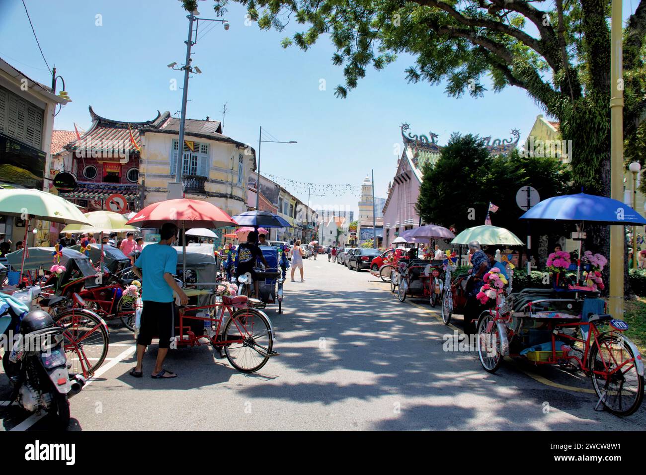 Typisches Straßenleben in Georgetown, Penang, Malaysia Stockfoto