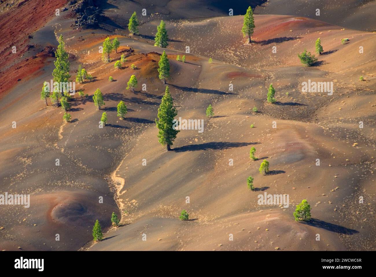 Fantastische Lavastrom aus Schlackenkegel, Lassen Volcanic Nationalpark, Kalifornien Stockfoto