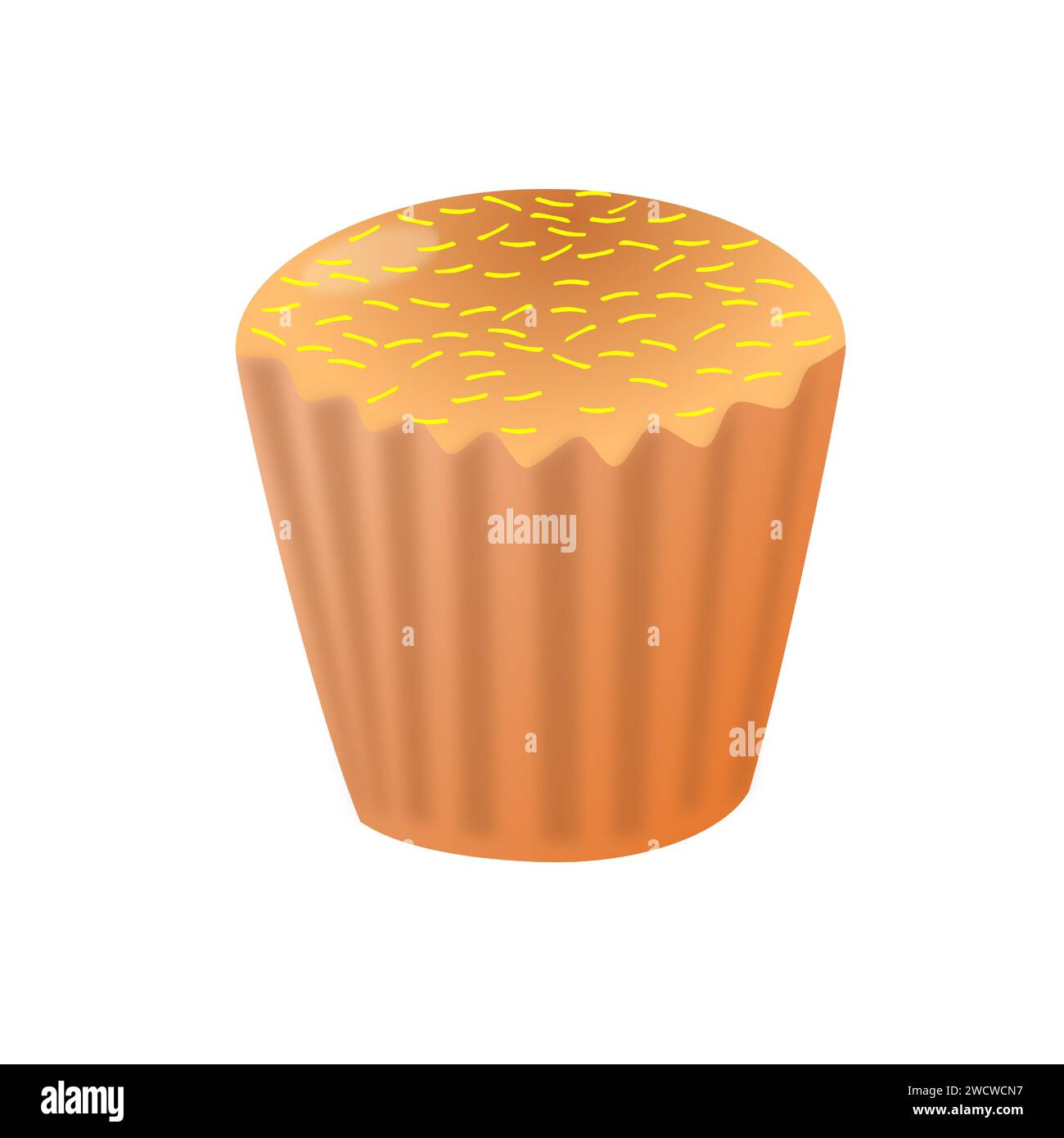 Das Dessert in Form eines Cupcake mit gelben Dekorationen Stock Vektor