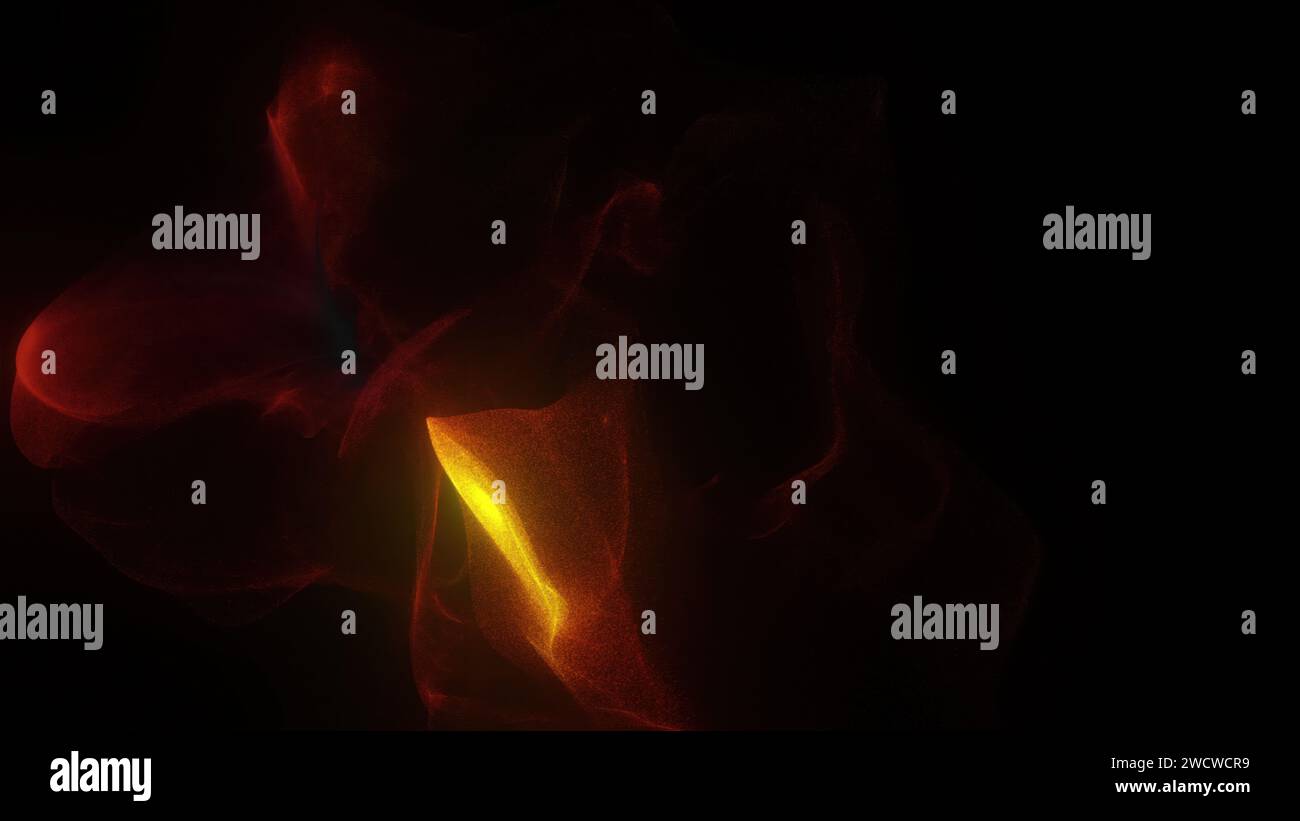 Goldene Partikel schwenken. Computergeneriertes 3D-Rendering Stockfoto