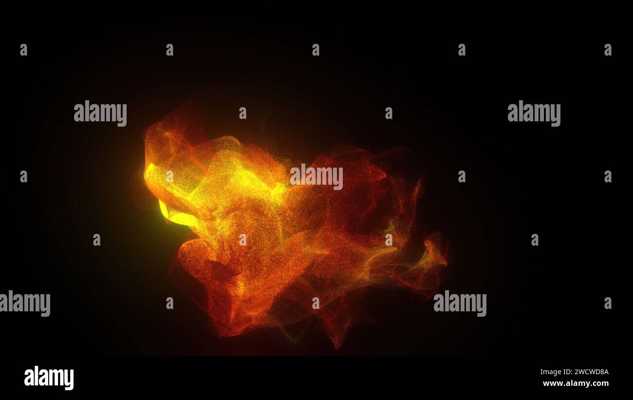 Goldene Partikel schwenken. Computergeneriertes 3D-Rendering Stockfoto