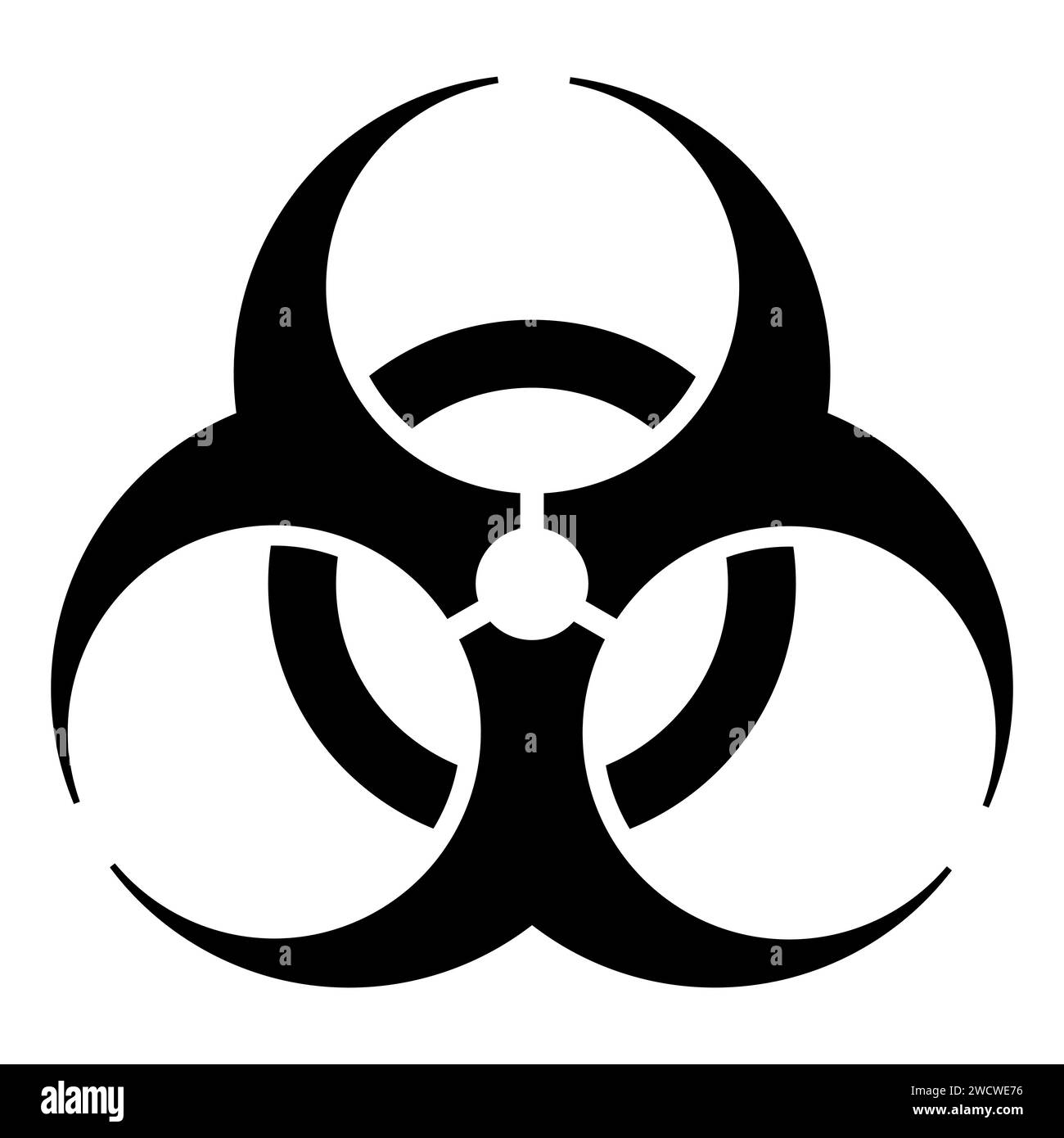 Warnschild für biologische Gefahren, schwarz-weißes Symbol für biologische Gefahren, Vektor isoliert auf weiß Stock Vektor