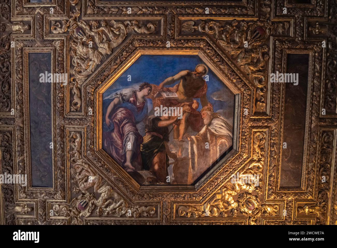 Gemälde im Dogenpalast, San Marcos, Venedig, Italien Stockfoto