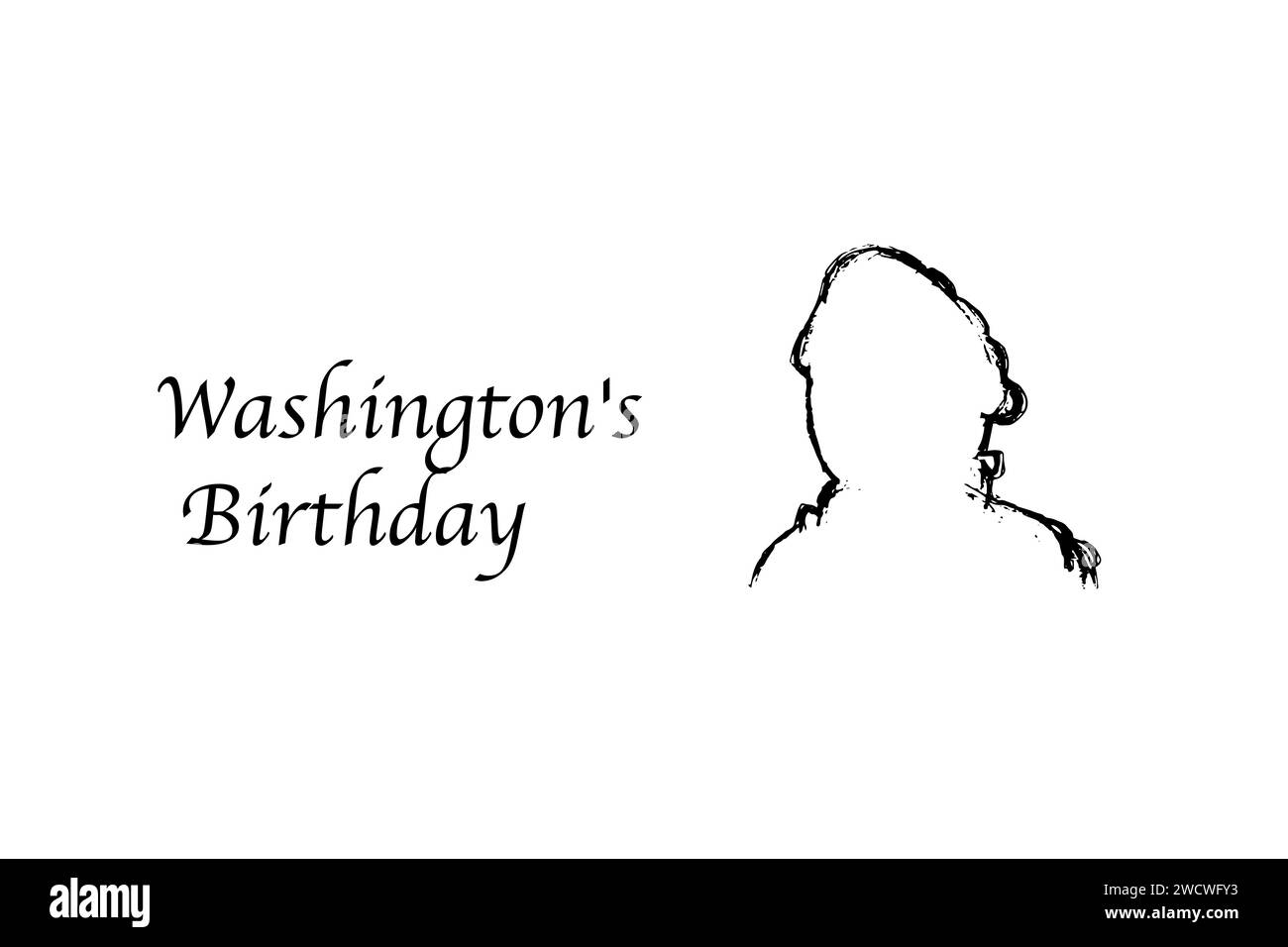 Handgezeichnetes Sketch-Banner der george washington Silhouette. Vektordarstellung isoliert. Minimalistisches Design. Stock Vektor