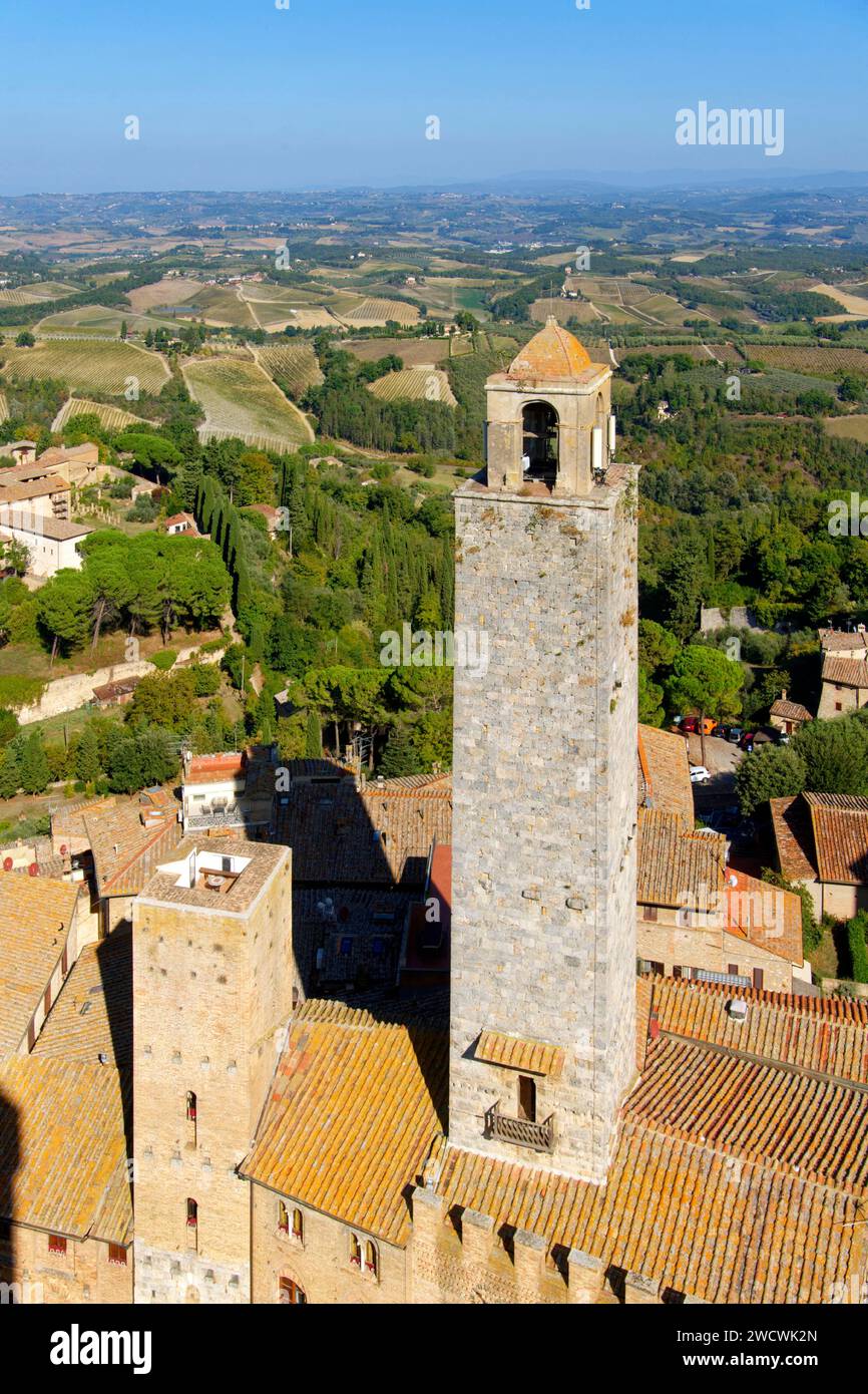 Italien, Toskana, Val d'Elsa, das mittelalterliche Dorf San Gimignano, historisches Zentrum, das von der UNESCO zum Weltkulturerbe erklärt wurde Stockfoto