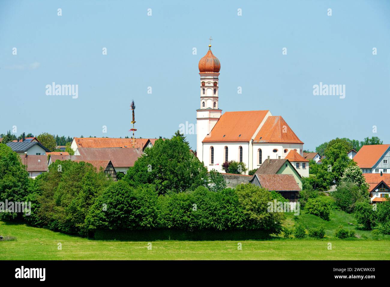 Deutschland, Bade Württemberg, Oberschwaben, Oberschwäbische Barockstraße, Steinhausen an der Rottum, Wallfahrtskirche Himmelfahrt Stockfoto