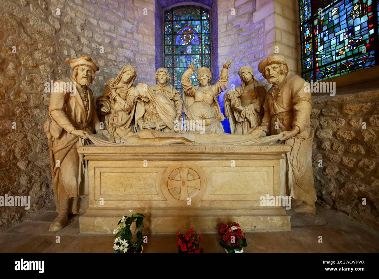 Frankreich, Marne, Reims, St. Remi Basilika, UNESCO-Weltkulturerbe, Begräbnis Christi (1531) Stockfoto