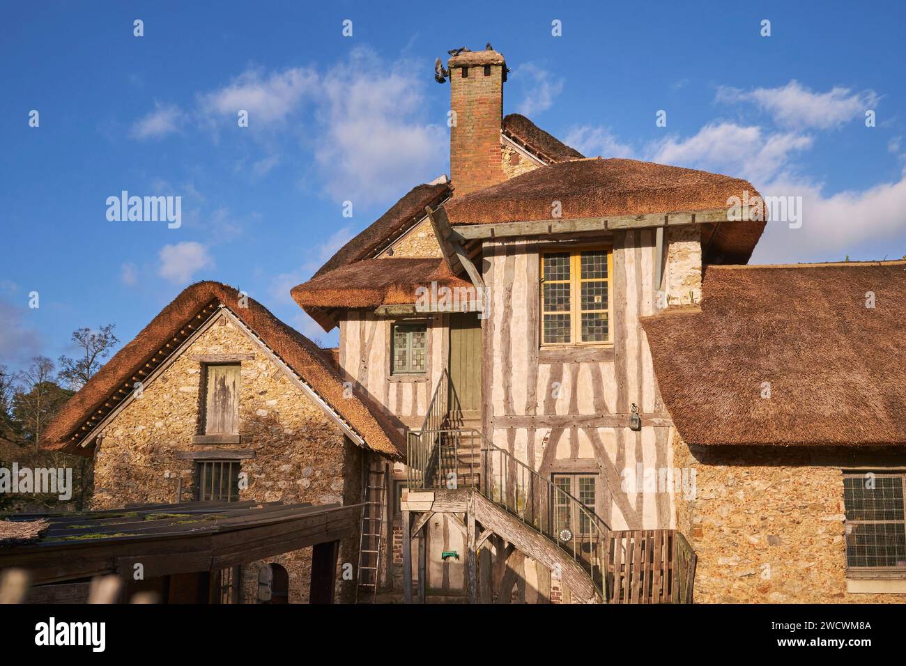 Frankreich, Yvelines, Versailles, Schloss von Versailles, von der UNESCO zum Weltkulturerbe erklärt, Hameau de la reine (Königin Hamlet), der Bauernhof Stockfoto