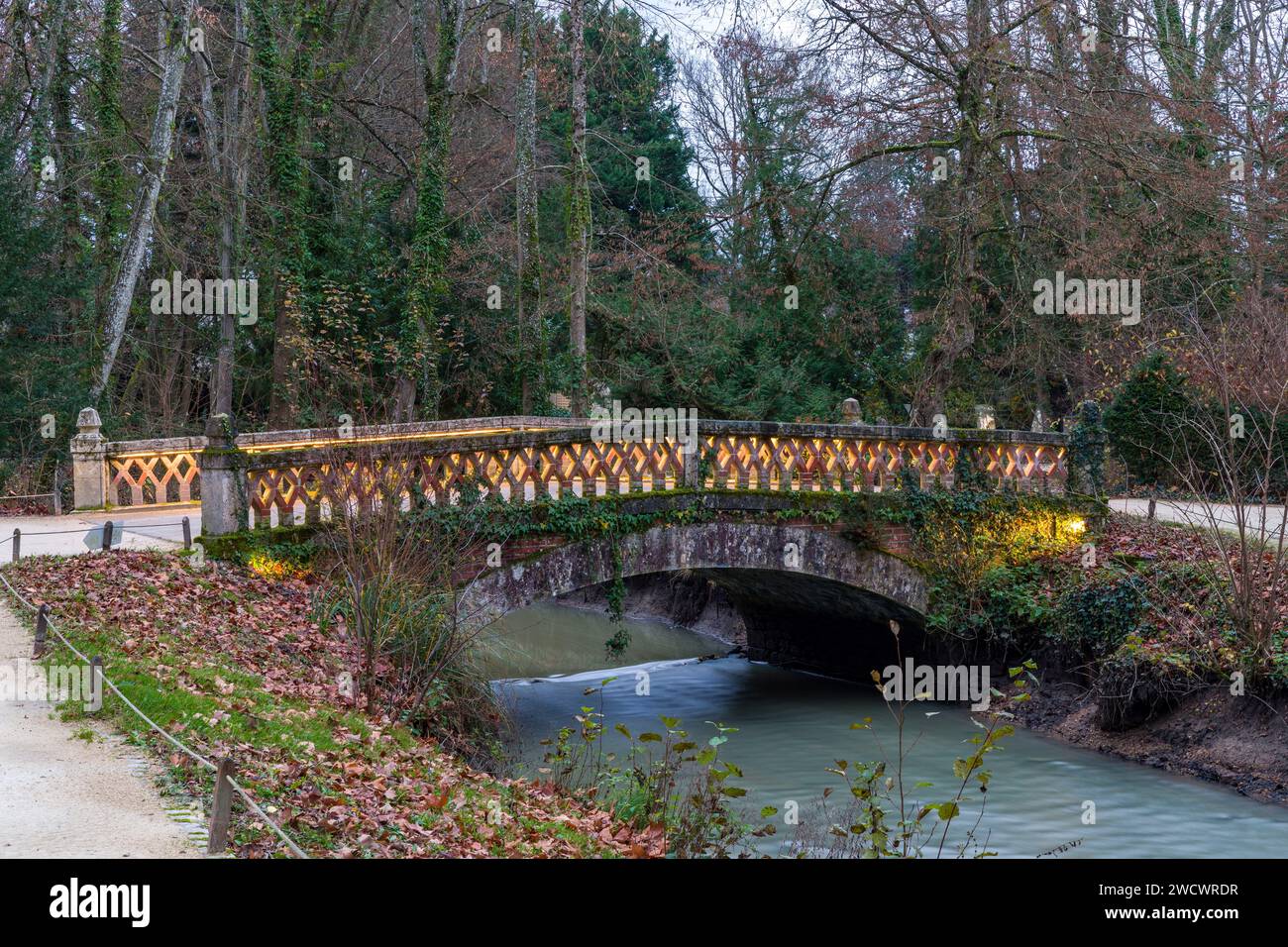 Frankreich, Indre-et-Loire (37), Amboise, Region Center Loire Valley, Schlösser im Loire-Tal, Welterbestätte des Loire-Tals, Schloss Clos Lucé, Park Leonardo da Vinci (letzte Heimat von Léonard de Vinci), Park Stockfoto