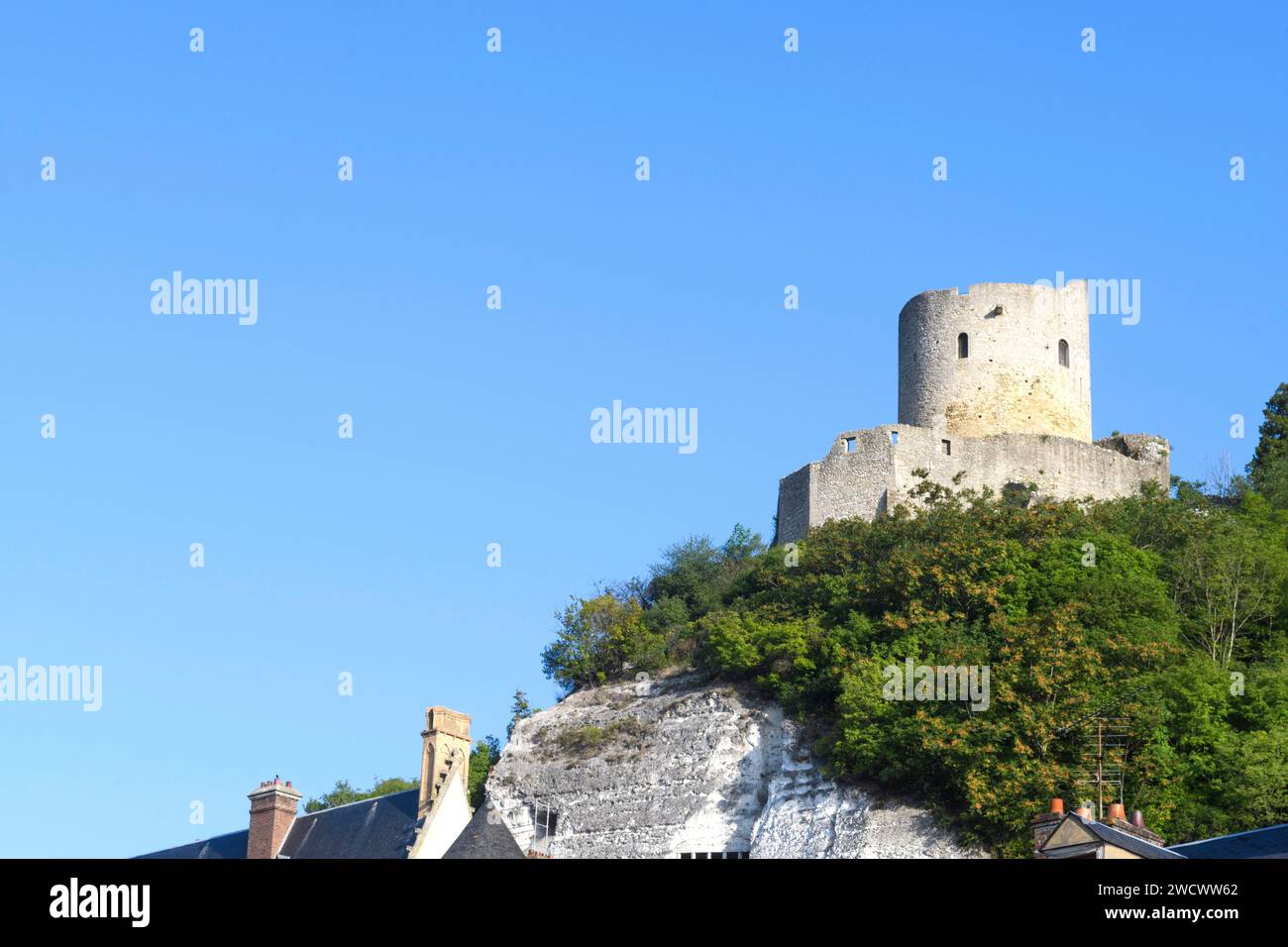 Ile de France, Val d'Oise Deprtement, Burgverlies von La Roche-Guyon Stockfoto