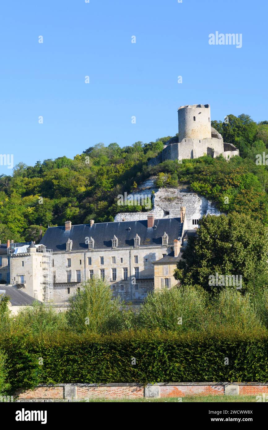 Region Ile de France, Val d'Oise, La Roche-Guyon, die Burg und sein Kerker Stockfoto