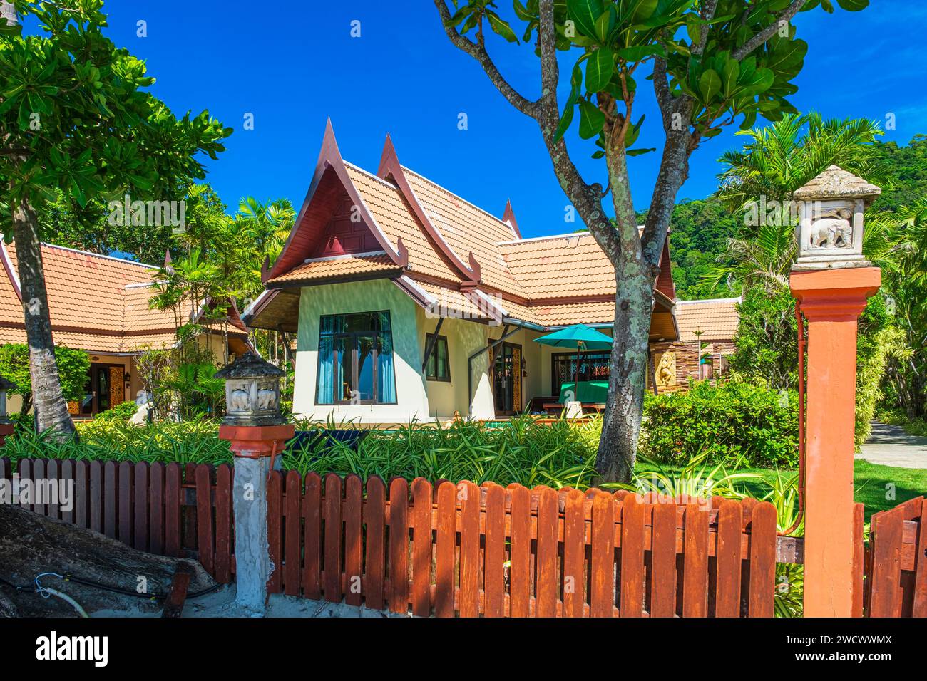 Thailand, trat Provinz, Ko Chang Insel, Chai Chet Strand, Bungalows des Koh Chang Paradise Resort Stockfoto