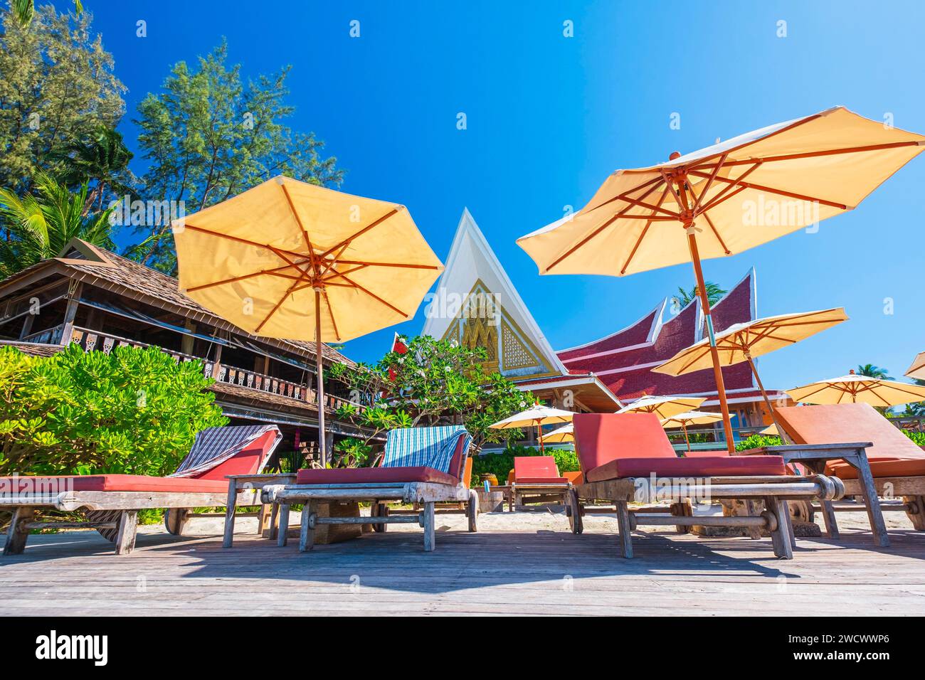 Thailand, trat Provinz, Ko Chang Insel, Khlong Prao Strand, Santhiya Tree Koh Chang Resort Stockfoto