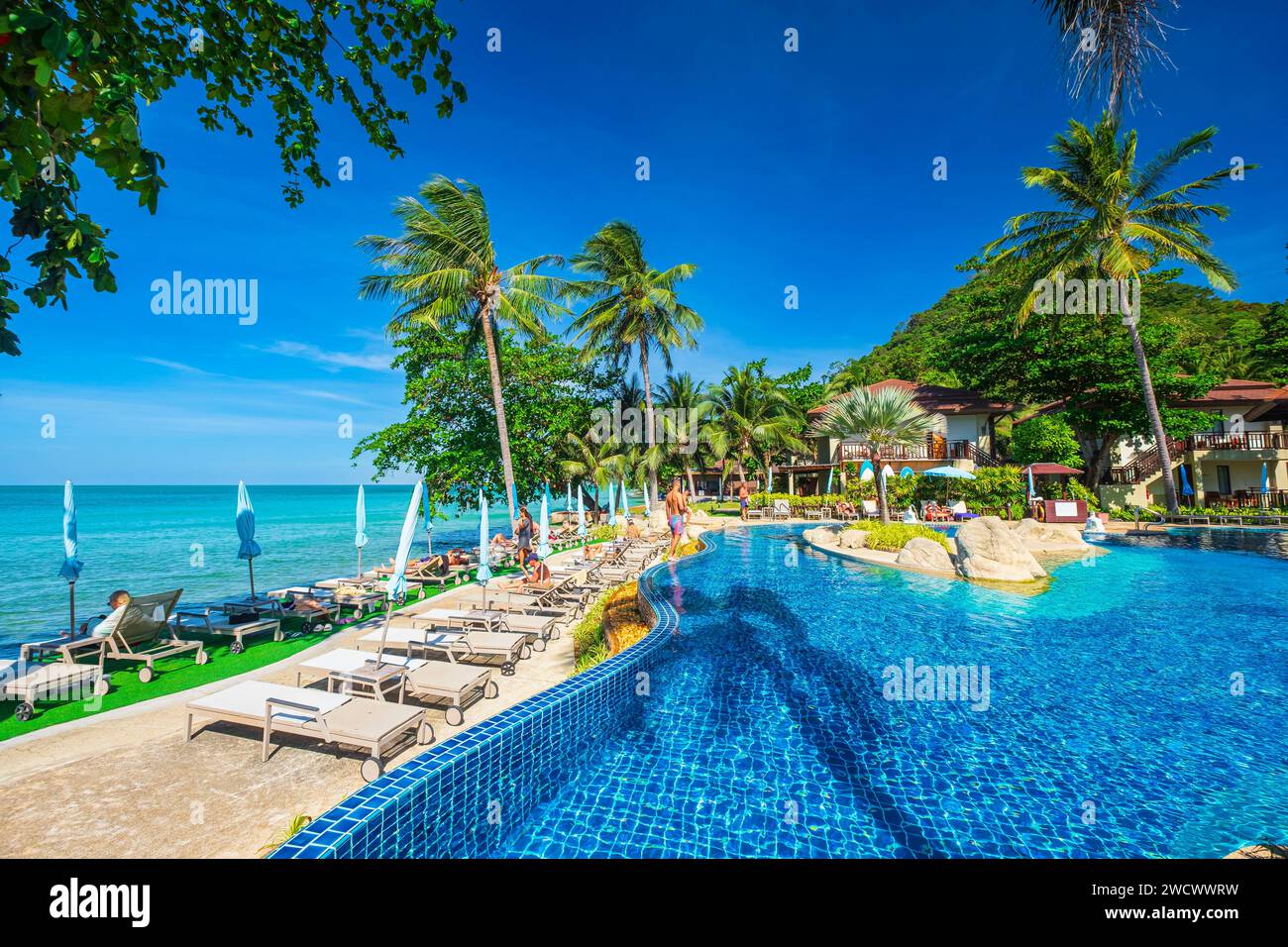 Thailand, trat Provinz, Ko Chang Insel, weißer Sandstrand, Kacha Resort & Spa Koh Chang Stockfoto