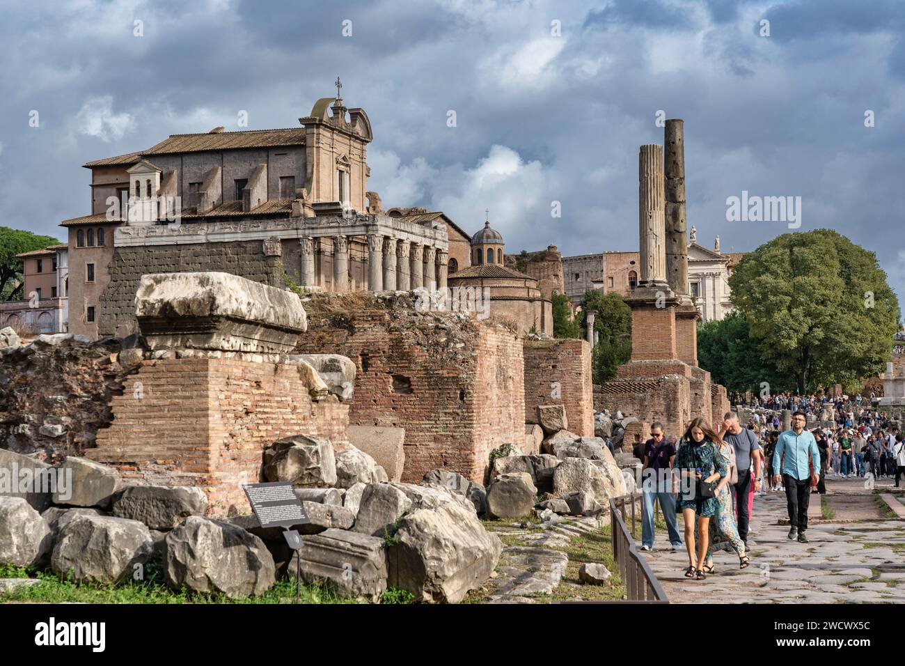 Italien, Latium, Rom, Forum Romanum, Tempel des Antoninus und Faustina Stockfoto