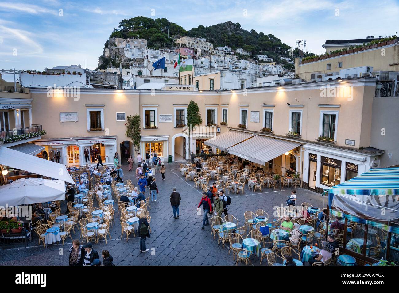 Italien, Kampanien, die Bucht von Neapel, die Insel Capri, Piazzetta di Capri Stockfoto