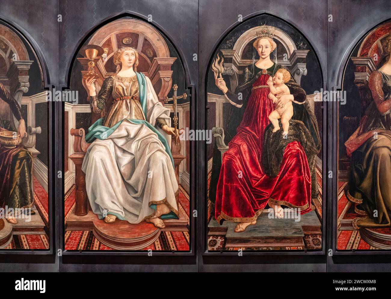 Italien, Toscane, Florenz, Galleria degli Uffizien, Set von sieben Tugenden, glaube und Liebe, von Piero Pollaiuolo Stockfoto