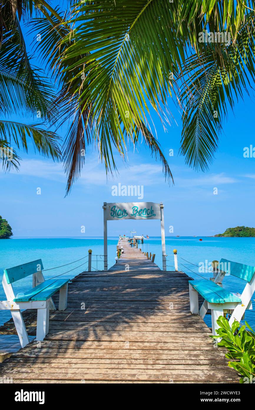 Thailand, Provinz trat, Insel Ko Kood (oder Ko Kut), Bang Bao Bay, Ponton des Siam Beach Resorts Stockfoto
