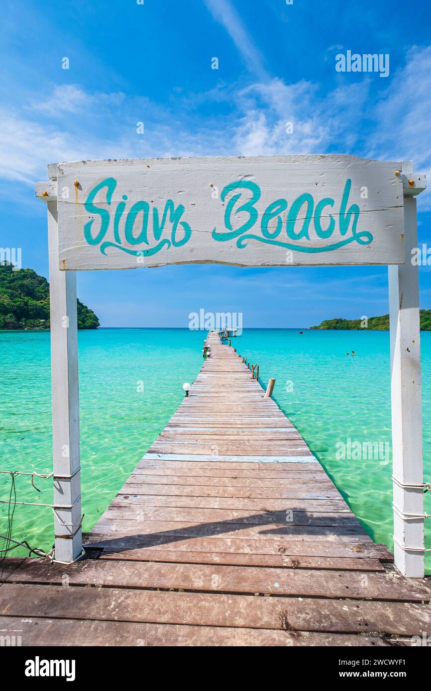 Thailand, Provinz trat, Insel Ko Kood (oder Ko Kut), Bang Bao Bay, Ponton des Siam Beach Resorts Stockfoto