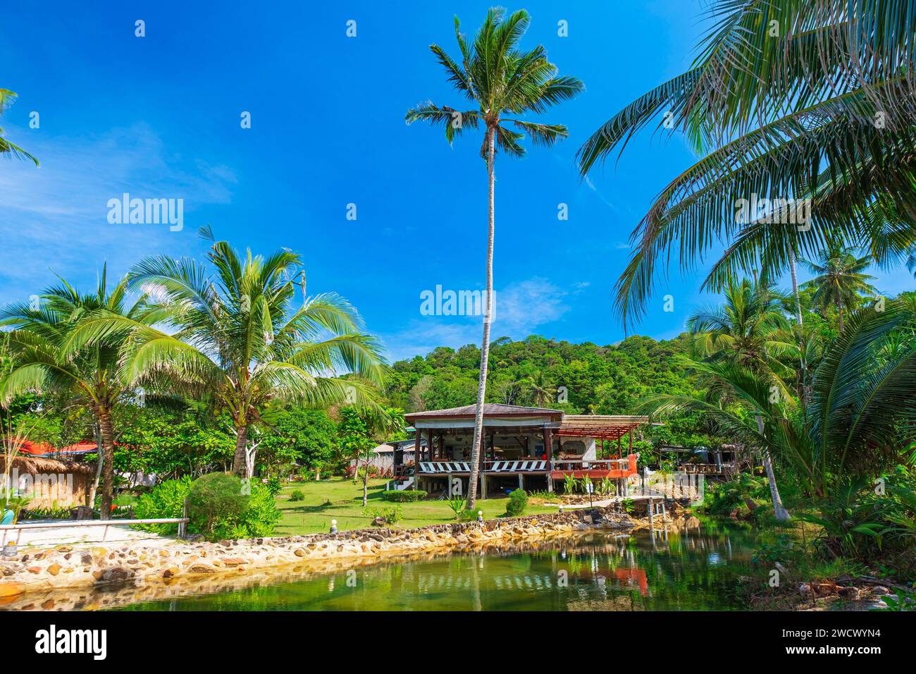 Thailand, Provinz trat, Insel Ko Kood (oder Ko Kut), Ao Phrao Beach, Sunshine Resort Stockfoto