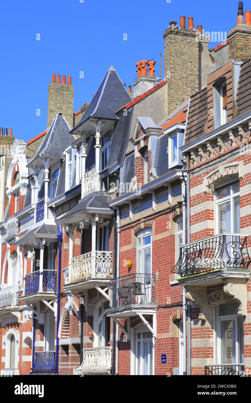 Frankreich, Nord, Dünkirchen, Malo-les-Bains, Rue du Maréchal Foch, Villen aus dem Anfang des 20. Jahrhunderts Stockfoto