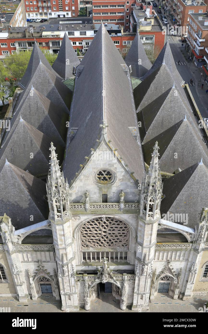 Frankreich, Nord, Dünkirchen, Blick vom Belfried auf die Kirche Saint-Eloi (18.-19. Jahrhundert) Stockfoto