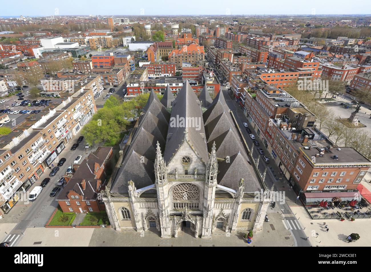 Frankreich, Nord, Dünkirchen, Blick vom Belfried auf die Kirche Saint-Eloi (18.-19. Jahrhundert) Stockfoto