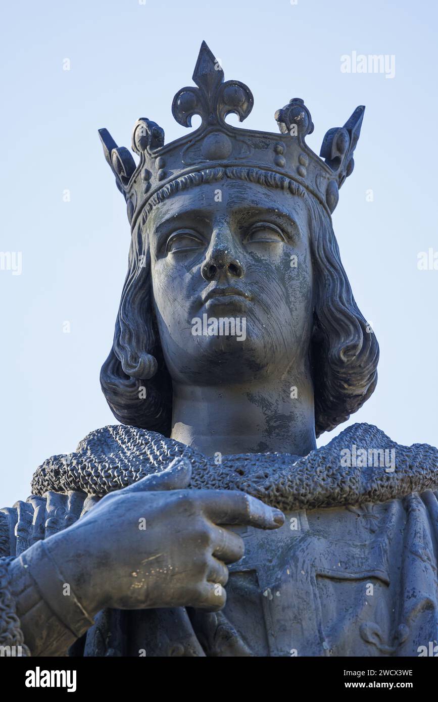 Frankreich, Gard, Aigues Mortes, Louis IX. Von Frankreich (St. Louis) Statue Stockfoto