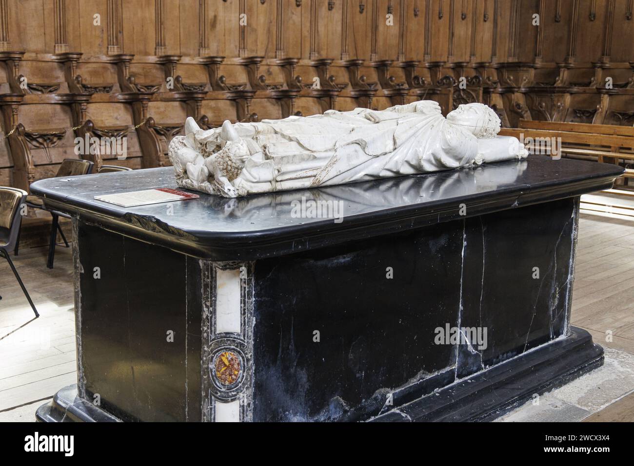 Frankreich, Haute Loire, La Chaise Dieu, Abteikirche St. Robert, Grab des Papstes Clemens VI Stockfoto