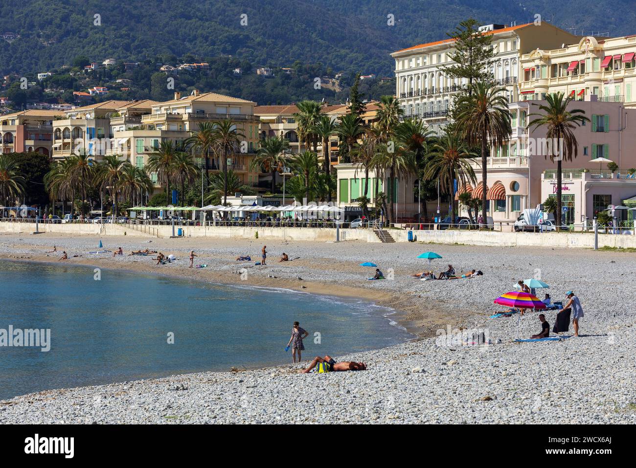 Frankreich, Alpes Maritimes, Menton, Marche Beach Stockfoto