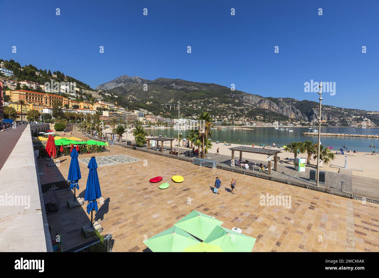 Frankreich, Alpes Maritimes, Menton, Sablettes Beach Stockfoto