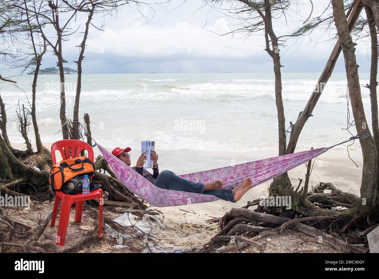 Kambodscha, Sihanoukville, Momente der Entspannung am Strand Stockfoto