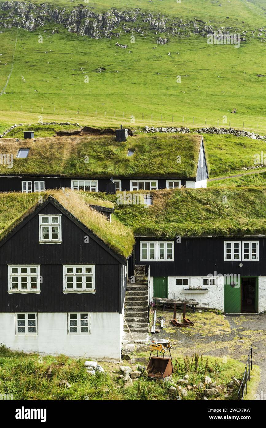 Dänemark, Färöer, Insel Mykines, das Dorf Stockfoto