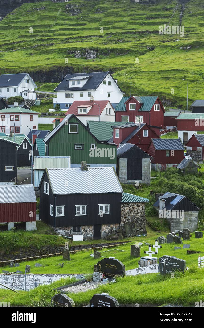 Dänemark, Färöer, Streymoy, Haldarsvik, das Dorf Stockfoto