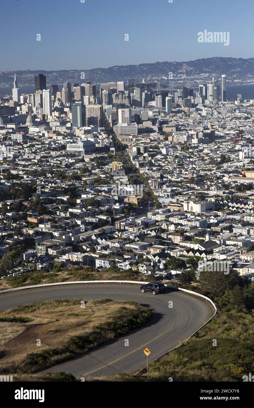 USA, Kalifornien, San Francisco, Blick auf die Stadt von Twin Peaks Stockfoto