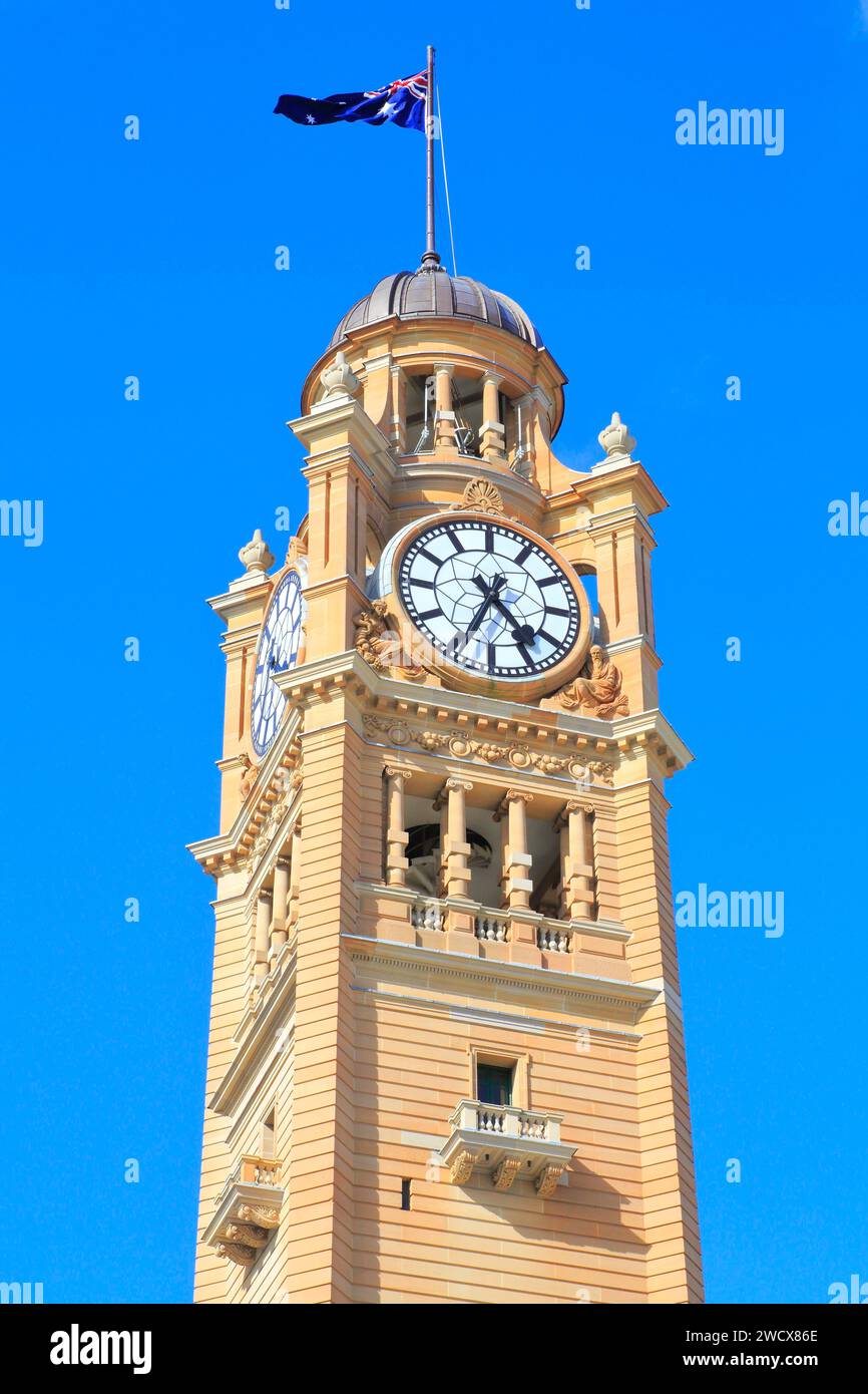 Australien, New South Wales, Sydney, Central Railway Station Clock Tower aus dem Ende des 19. Jahrhunderts Stockfoto