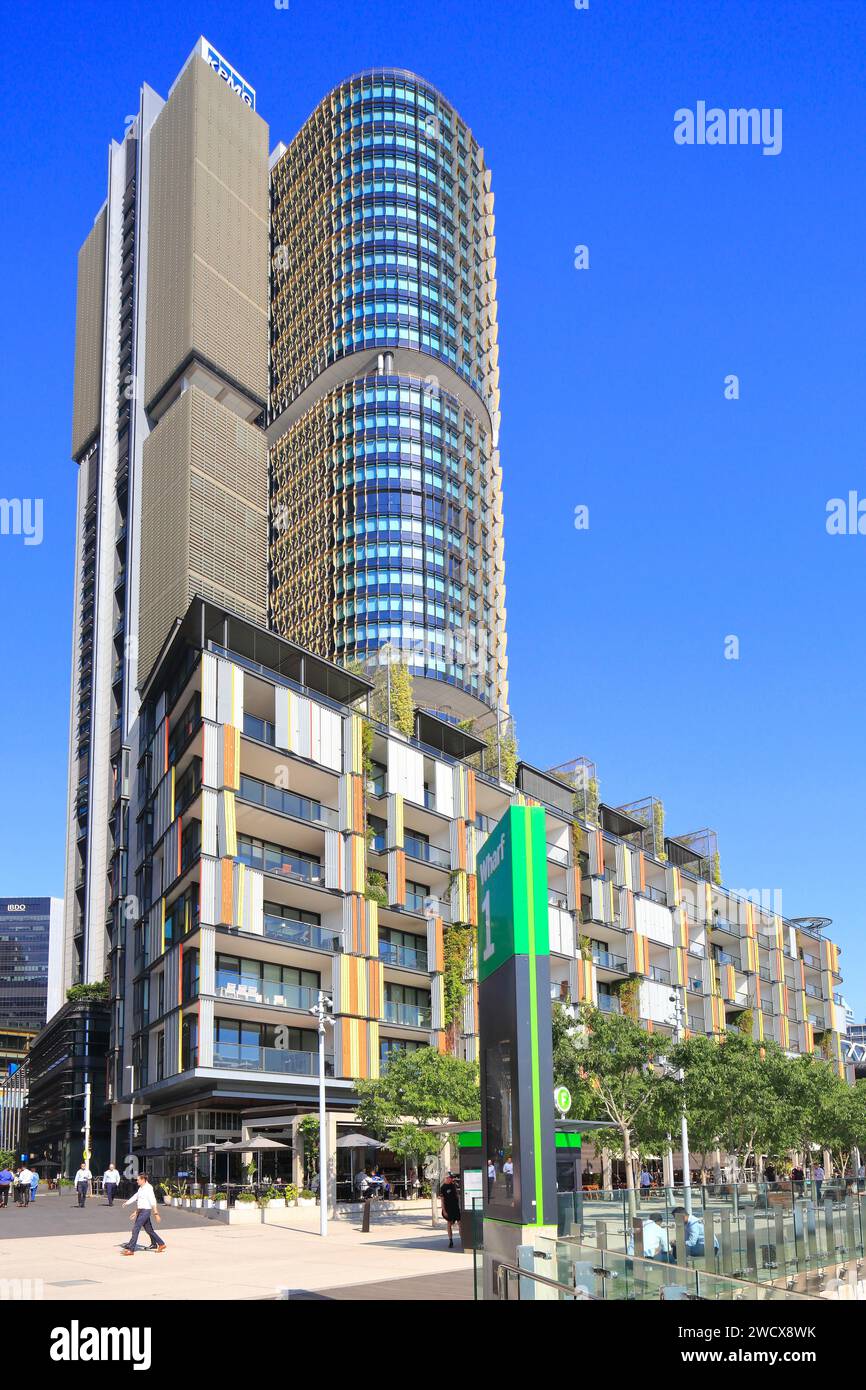 Australien, New South Wales, Sydney, Barangaroo District, International Towers des Architekturbüros Rogers Stirk Harbor + Partners (RSHP), Tower 3 Stockfoto