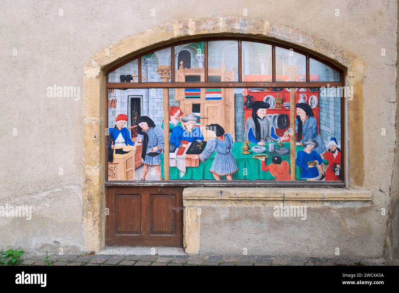 Frankreich, Mosel, Metz, das Cour d'Or Museum von Metz Metropole, das Chevremont Dachgeschoss beherbergt die mittelalterliche religiöse Statue der Sammlungen, Fresken Stockfoto