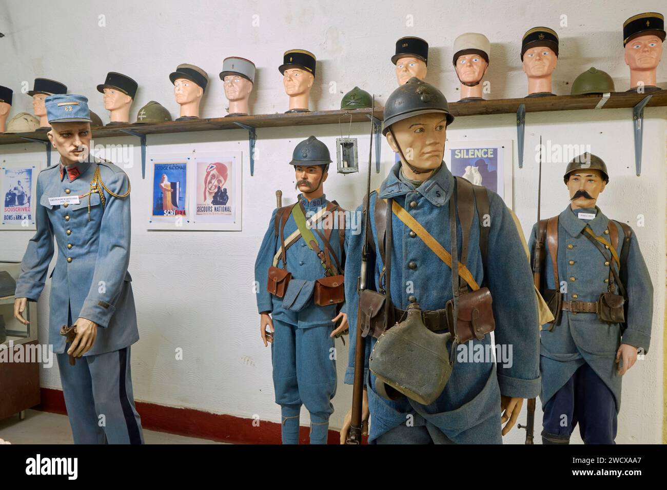 Frankreich, Mosel, Veckring, das Hackenberg-Werk, Befestigungsteil der Maginot-Linie, hochrangige Artilleristen Stockfoto